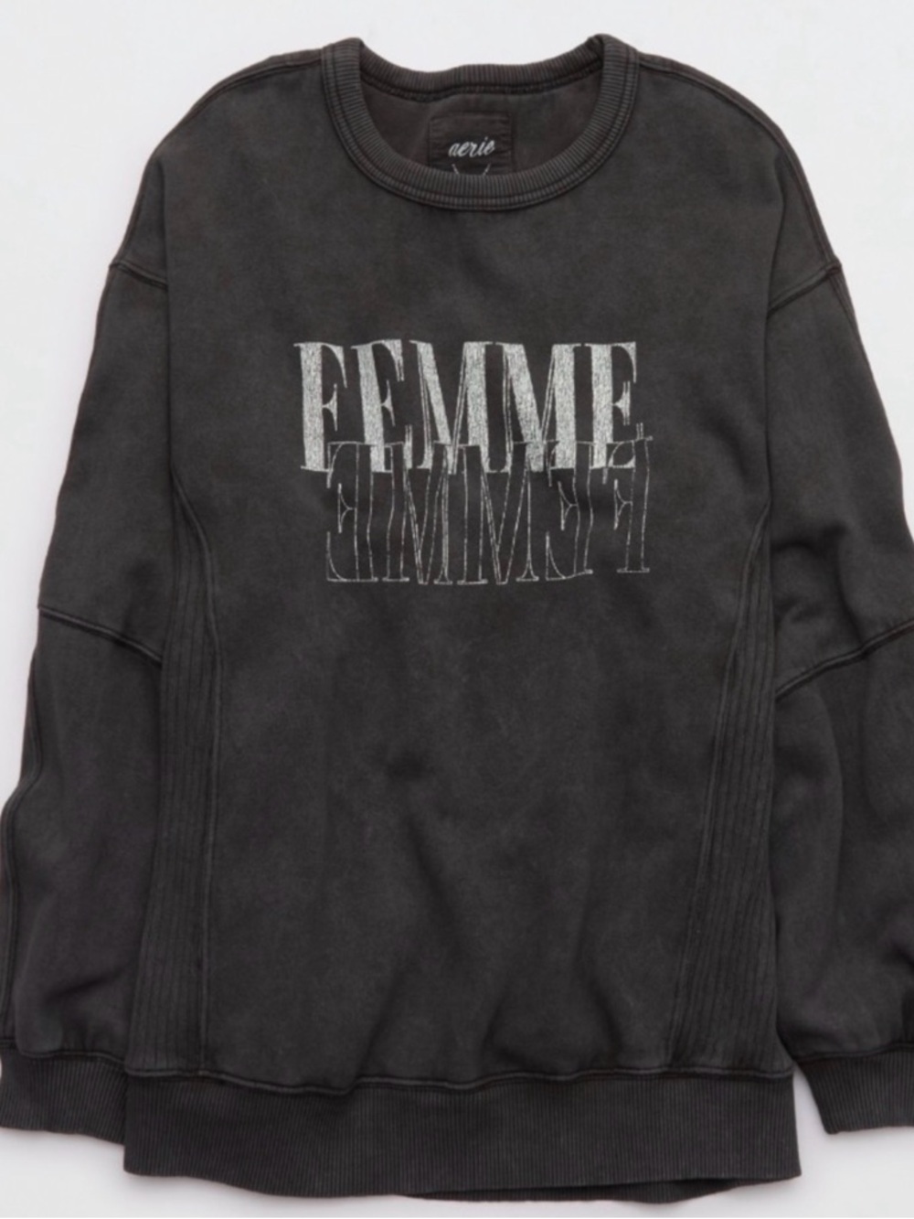 Aerie Femme Graphic Crewneck Sweater - Smoked Gray